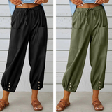 Weite Damenhose aus Baumwolle und Leinen