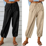 Weite Damenhose aus Baumwolle und Leinen