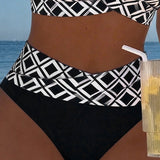 Zweiteiliger Bikini mit BH-Design und Diamantmuster