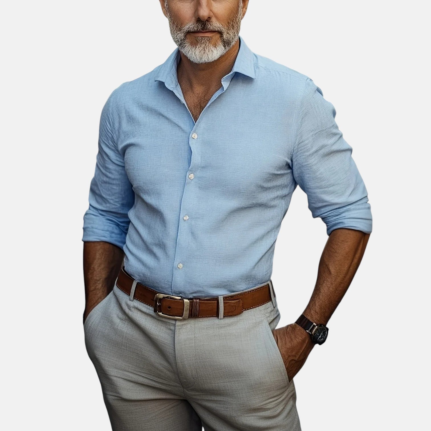 Herren Slim Fit Business Hemd mit Knitterfrei