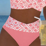 Zweiteiliger Bikini mit BH-Design und Diamantmuster