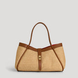 Borsa Mayfair aus Leder und Rafia Cuoio