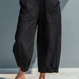 Silvia Minimalistischer Ärmelloser Leinen-Mischung Jumpsuit