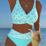 Zweiteiliger Bikini mit BH-Design und Diamantmuster