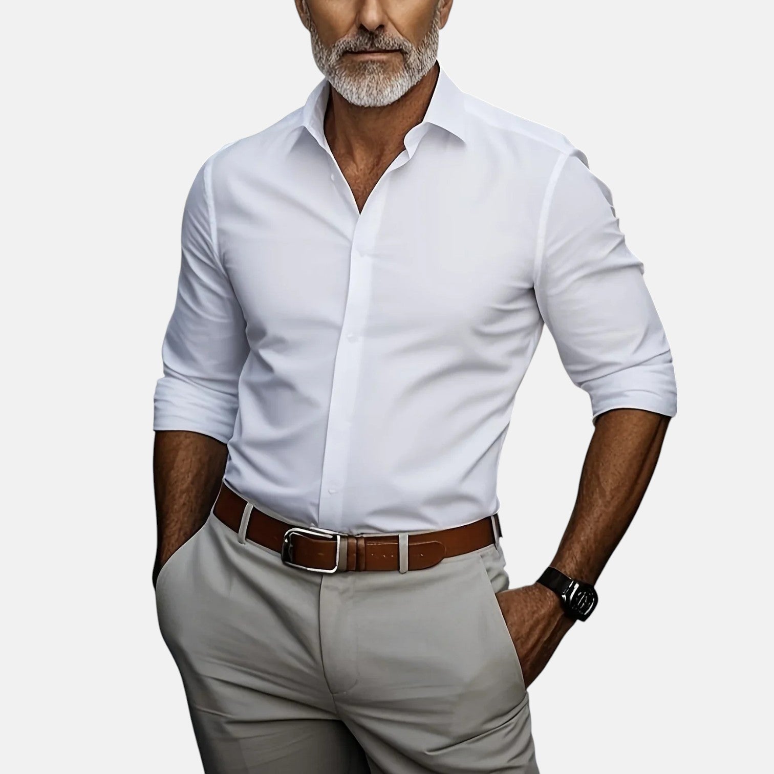 Herren Slim Fit Business Hemd mit Knitterfrei