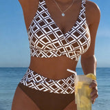 Zweiteiliger Bikini mit BH-Design und Diamantmuster
