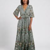 Evadne | Florales V-Ausschnitt Maxikleid mit kurzen Ärmeln