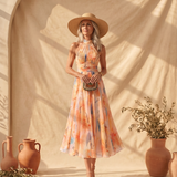 Aurora | Kleid mit Halterneck und Aquarelldruck