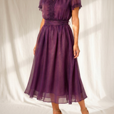 Flavia | Maxi Kleid mit Tropfenausschnitt und Spitze aus Chiffon