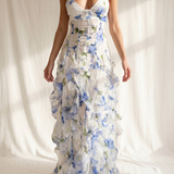 Uri | Midikleid mit floralem Muster und Rüschen