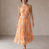 Aurora | Kleid mit Halterneck und Aquarelldruck