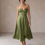 Liora | Elegantes Midi-Ohne-Träger-Kleid