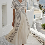 Cressida | V-Ausschnitt Kurzarm Maxikleid Mit Überkreuzter Taille