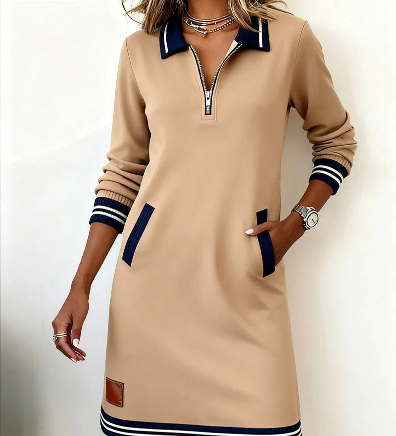 JULI | SCHICKES KLEID MIT LANGEN ÄRMELN AUS BAUMWOLLE