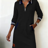 JULI | SCHICKES KLEID MIT LANGEN ÄRMELN AUS BAUMWOLLE