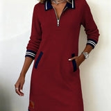 JULI | SCHICKES KLEID MIT LANGEN ÄRMELN AUS BAUMWOLLE