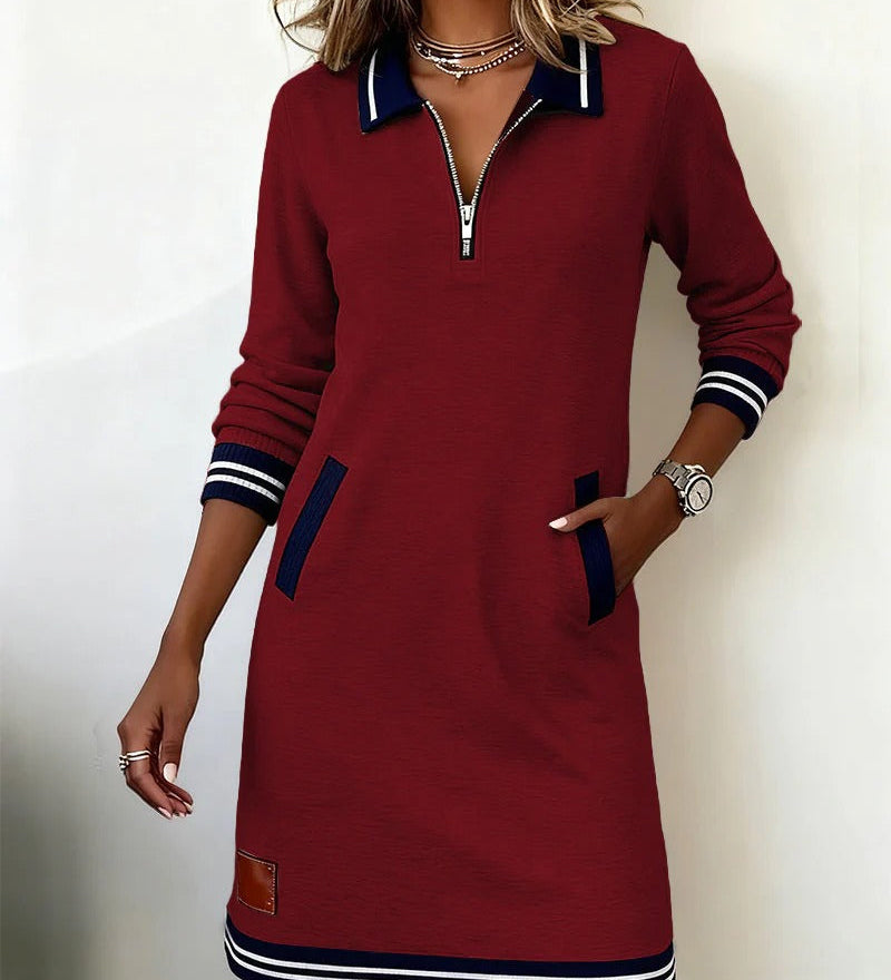 JULI | SCHICKES KLEID MIT LANGEN ÄRMELN AUS BAUMWOLLE