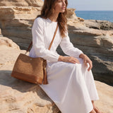 Borsa Kendy aus Leder und Rafia Limited Edition Cuoio