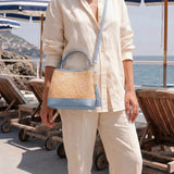 Borsa Kendy aus Leder und Rafia Denim