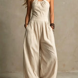 Soraya Leinen Jumpsuit mit weitem Bein