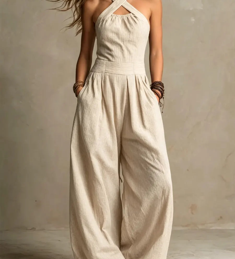 Soraya Leinen Jumpsuit mit weitem Bein