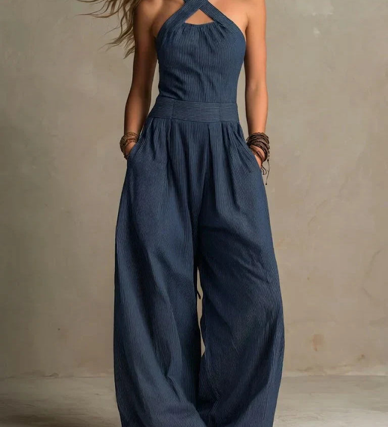 Soraya Leinen Jumpsuit mit weitem Bein