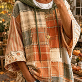 Damen-Hoodie mit herbstlichem Patchwork