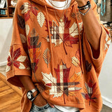 Casual-Hoodie für Frauen mit herbstlichem Motivdruck