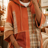 Kunststoff-Patchwork-Hoodie für Frauen im Herbst