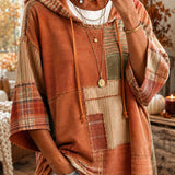 Damen-Hoodie mit herbstlichem Kunst-Patchwork