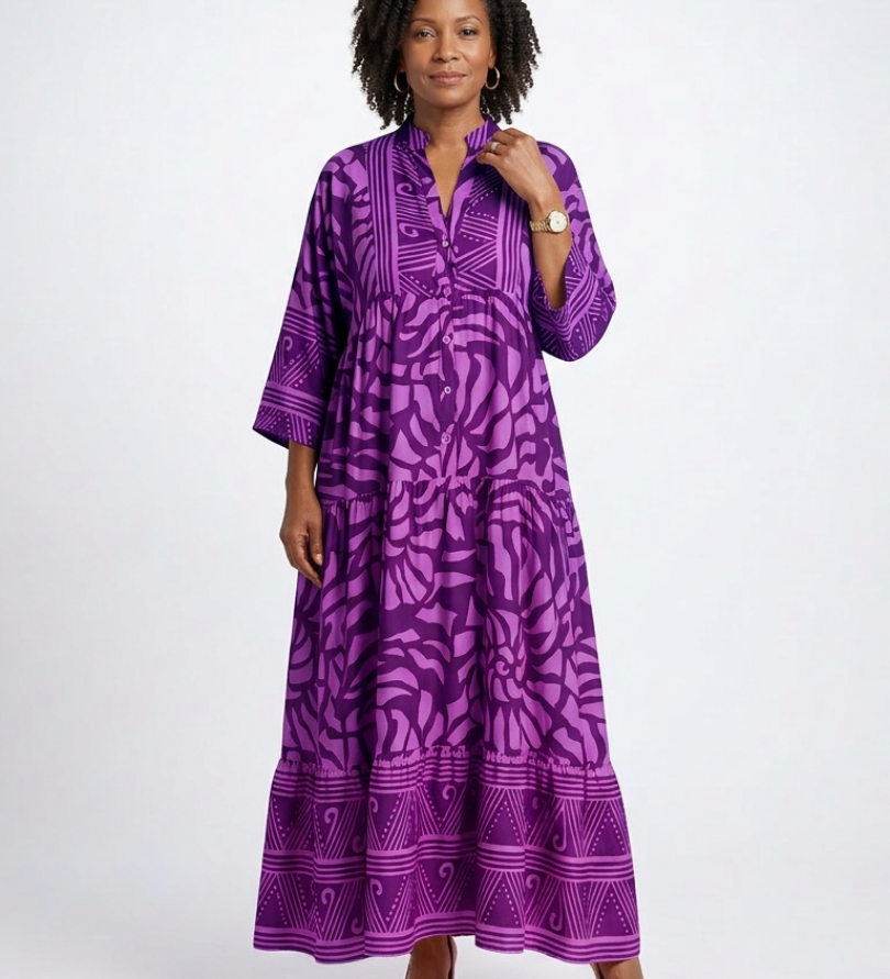 Marielle | Midi-Kleid mit Knopfleiste